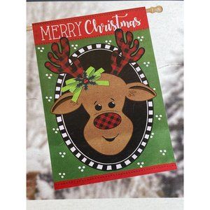STYLE SELECTIONS 28" x 44" "Merry Christmas" Garden Flag NEW #5333165 Rudolph Re